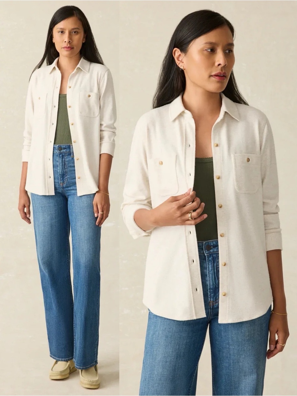NWT Faherty Legend Sweater Shirt Off White